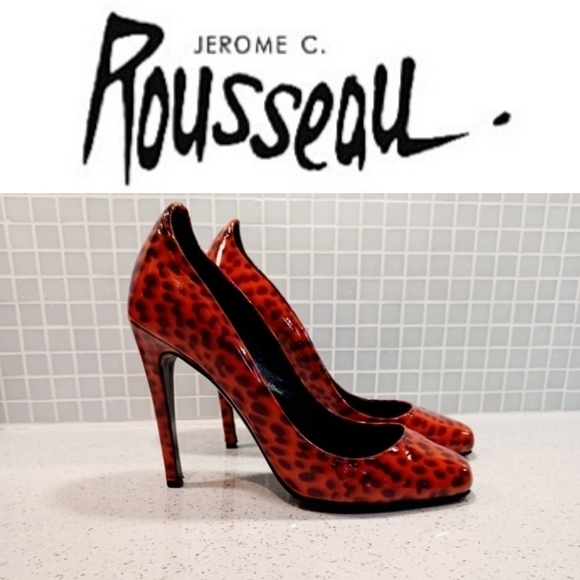 JEROME C Rousseau Aizza leopard red pumps heels shoes 👠 - Picture 1 of 9